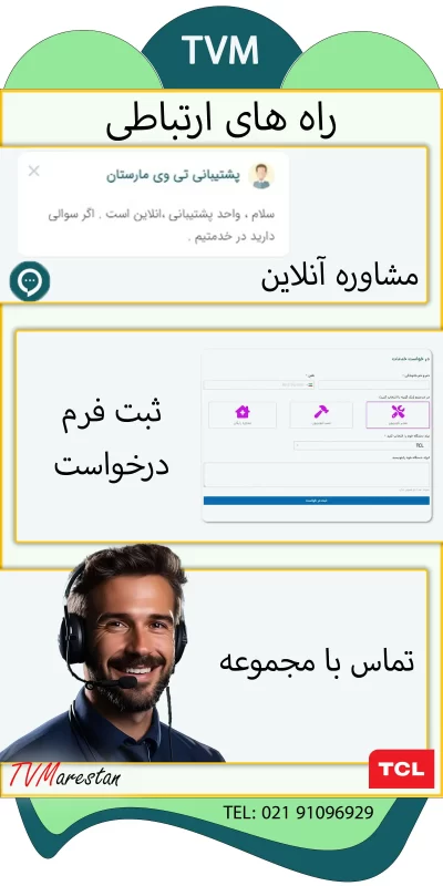 راه های ارتباطی نمایندگی تلویزیون تی سی ال در هزینه تعمیر بکلایت تلویزیون تی سی ال